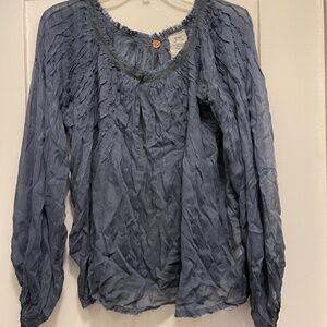 FP One Sheer Blue Blouse - Size Medium